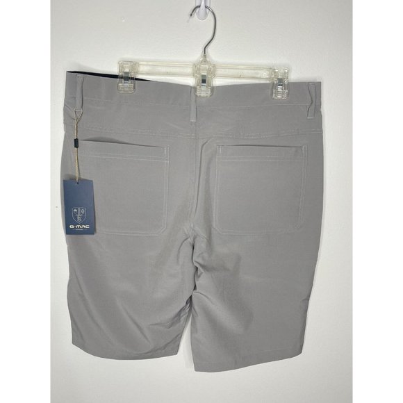 G Mac Apparel Gray Shorts Size 32 New Flat Front Quick Drying Comfort Waist - Picture 2 of 4
